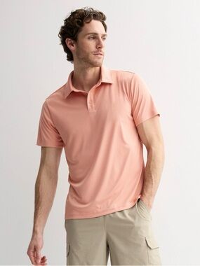tek gear Dry-Tek Men's Short Sleeve Polo in Peach